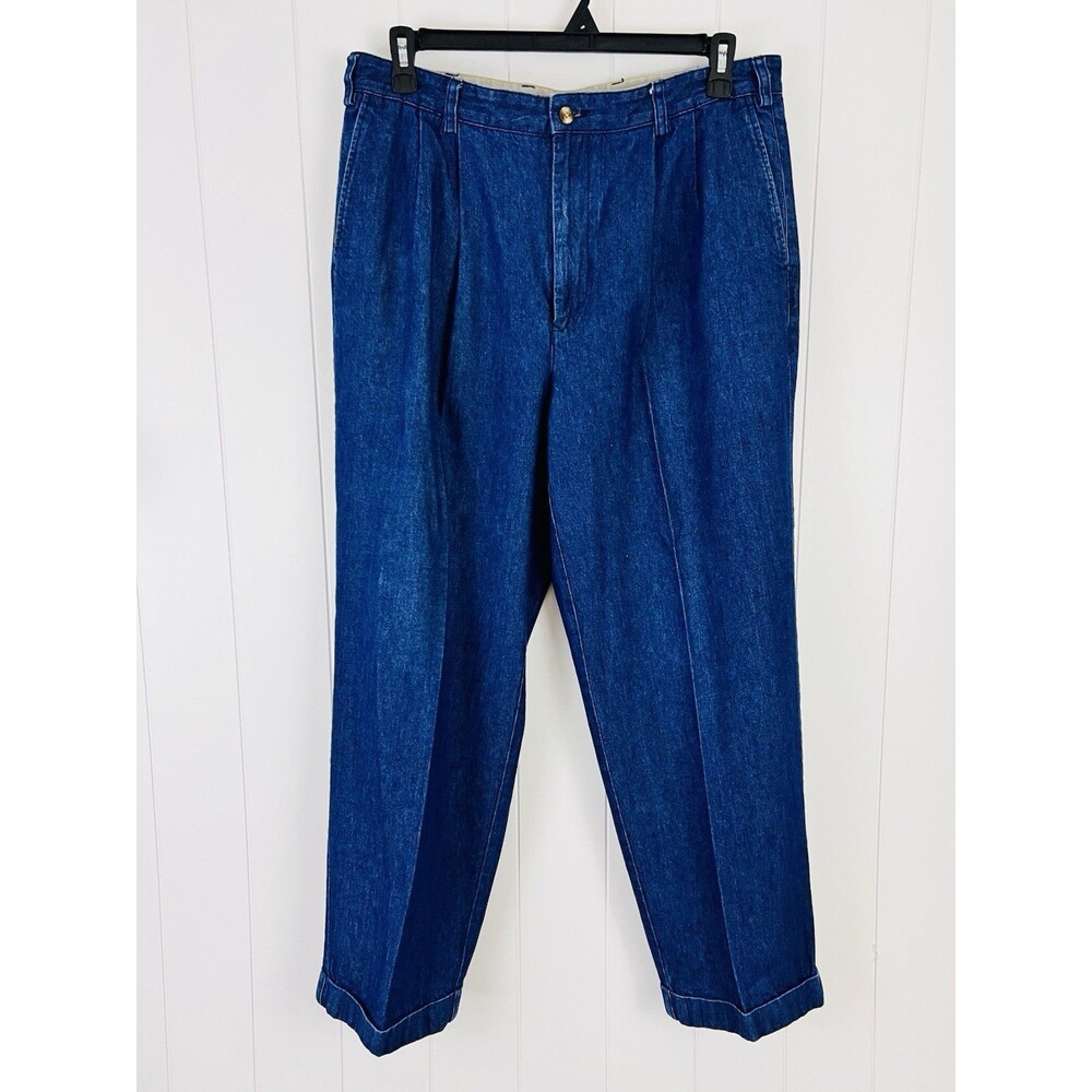 Vintage 90s Tommy Hilfiger Pleated Jeans Relaxed Fit Denim Pants Mens 36/30